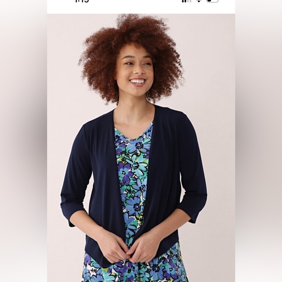 NWT - Kim & Co Brazil Knit 3/4 Sleeve Bolero - Navy - Picture 1 of 5